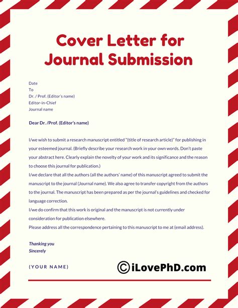 Cover letter for submitting a journal paper